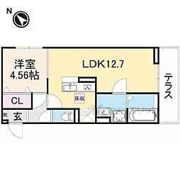 JR東海道・山陽本線 栗東駅 徒歩10分の賃貸アパート 1階1LDKの間取り