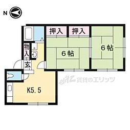 葵ハイツ2 2Kの間取図画像