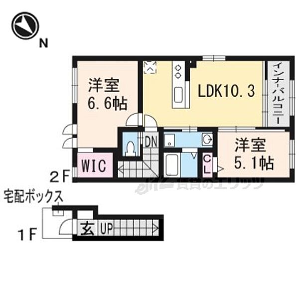 滋賀県大津市仰木の里東８丁目(賃貸アパート2LDK・2階・56.89㎡)の写真 その2