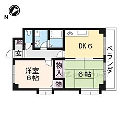 ロ・ベルメゾン 3階2DKの間取り