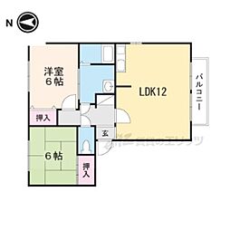 パークハイムＡ 1階2LDKの間取り