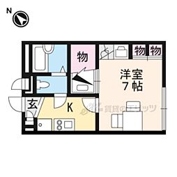 レオパレスK&K2 1Kの間取図画像