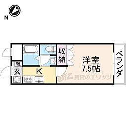近江鉄道近江本線 高宮駅 徒歩9分の賃貸アパート 2階1Kの間取り