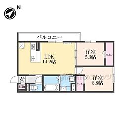 JR東海道・山陽本線 守山駅 徒歩15分の賃貸アパート 3階2LDKの間取り