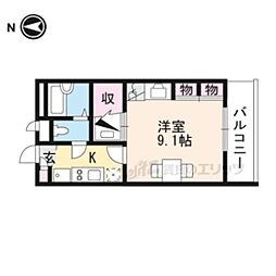 JR湖西線 比叡山坂本駅 徒歩18分の賃貸アパート 2階1Kの間取り