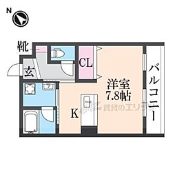 近江鉄道近江本線 彦根口駅 徒歩30分の賃貸マンション 2階ワンルームの間取り