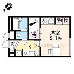 レオパレス佐和山 1Kの間取図画像