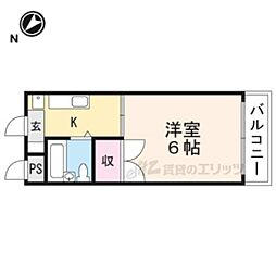 サンハイツ峯 2階1Kの間取り