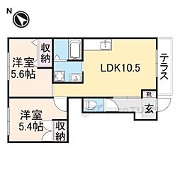 近江鉄道近江本線 高宮駅 徒歩12分の賃貸アパート 1階2LDKの間取り