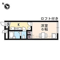 レオパレス出町 2階1Kの間取り