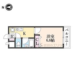 十一屋ＤＯＡ 2階1Kの間取り