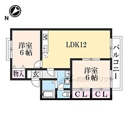グリーンタウン杉原　Ｃ棟 2階2LDKの間取り