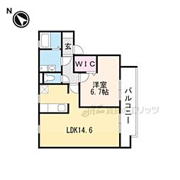 夢咲きの里A棟 1LDKの間取図画像