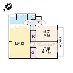 グリーンタウンハタケヤマC棟 2LDKの間取図画像