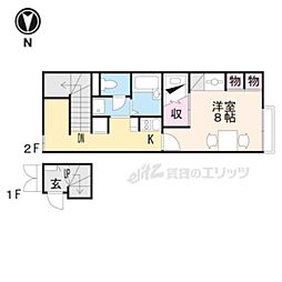 レオパレスWing日野 1Kの間取図画像
