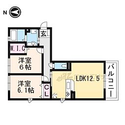 リート623W 2LDKの間取図画像