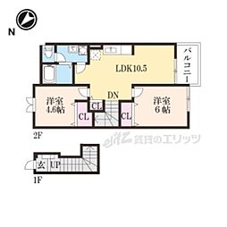 フロントパークこうか2 2LDKの間取図画像