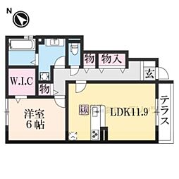 モンシャトー 1LDKの間取図画像