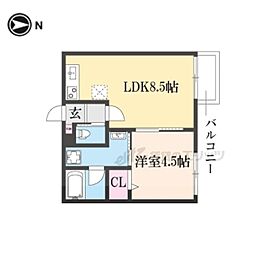 メゾン・ド・メグ湖南 1LDKの間取図画像