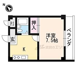 グランドコーポタカ1 1Kの間取図画像