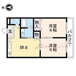 滋賀フォルサ社員寮フォルサ1号館 2DKの間取図画像