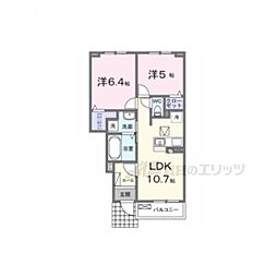 シンシア甲南II 2LDKの間取図画像