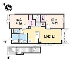 リバーサイドレジデンス 2LDKの間取図画像