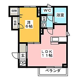 Ｒｉｓｅ柳町 1階1LDKの間取り