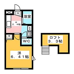 グランサウス 2階1Kの間取り