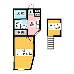 アパート 1Kの間取図画像