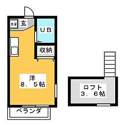荒川ハイツ ワンルームの間取図画像