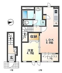 エスポアール秦野 1LDKの間取図画像