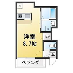 (仮)南矢名共同住宅 ワンルームの間取図画像