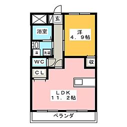 レフィナードN.K 1LDKの間取図画像