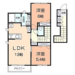 ルミエールドゥソレイユ 2LDKの間取図画像