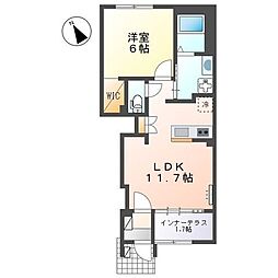 ベルフルール 1LDKの間取図画像