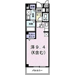 シャン・ド・フルール ワンルームの間取図画像