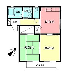 ハイネス1 2DKの間取図画像