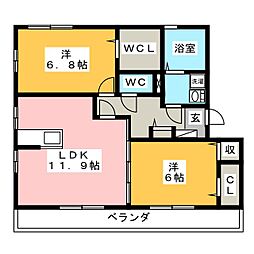 エクセルヒルズ 2LDKの間取図画像