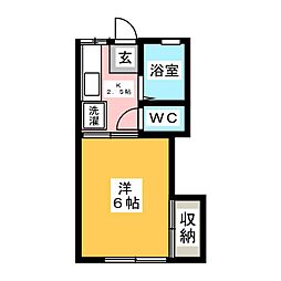コーポ宮田 1Kの間取図画像