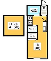 ブルーベリーハウス ワンルームの間取図画像