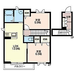 レフィシア2 2LDKの間取図画像