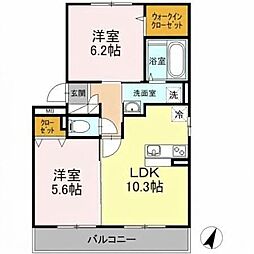 コトーA 2LDKの間取図画像