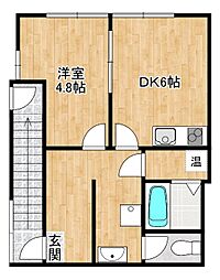 菅野ビル 2階1DKの間取り