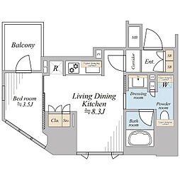 プラウド馬車道 401 4階1LDKの間取り