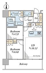 リビオタワー品川 2LDKの間取図画像