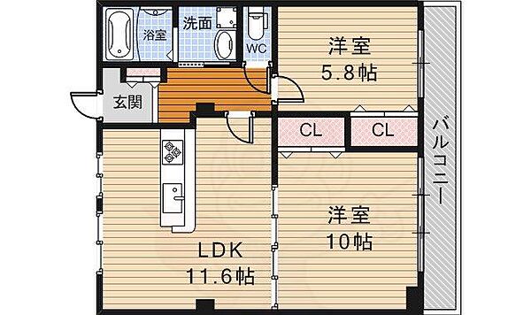 大阪府池田市井口堂１丁目(賃貸マンション2LDK・4階・63.07㎡)の写真 その2