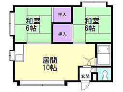 山崎荘 2LDKの間取図画像
