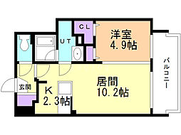 Ｆ中の島 12階1LDKの間取り