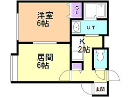 シード豊平 1LDKの間取図画像